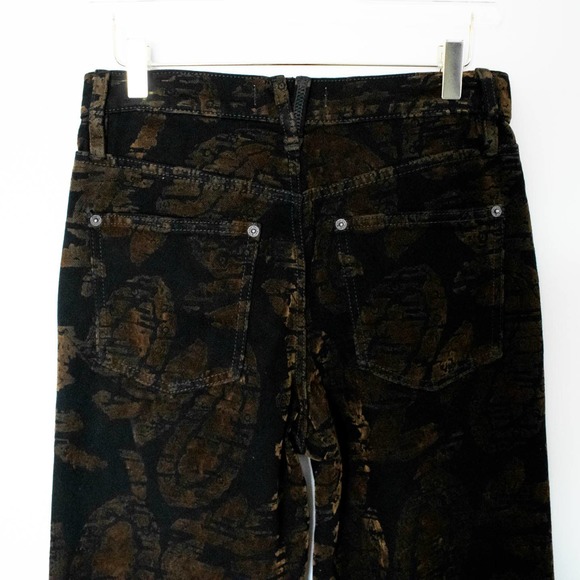 Free People Black High Rise Velvet Brocade Wide Leg Jeans Size 26 - Picture 6 of 7